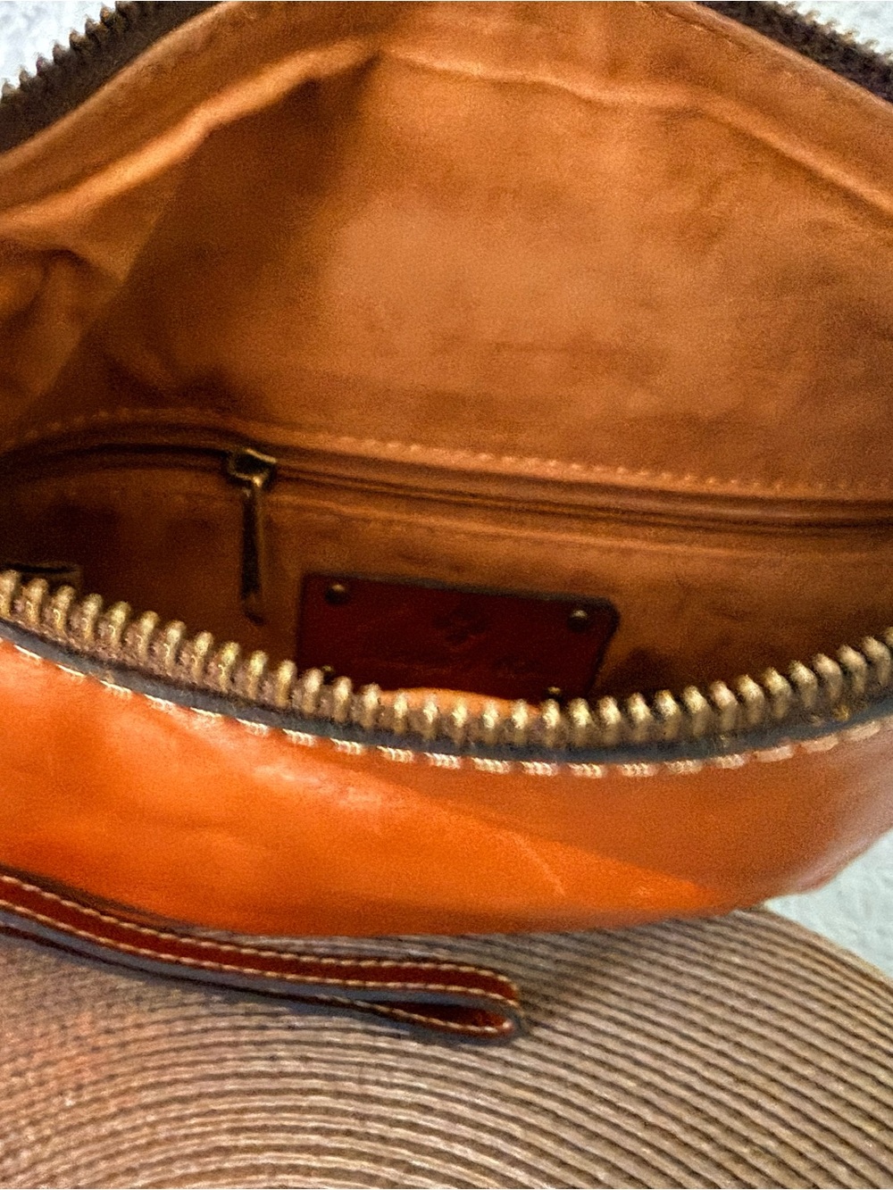 Patricia Nash Cognac Brown Leather Fold-Over Clutch - Picture 3 of 5